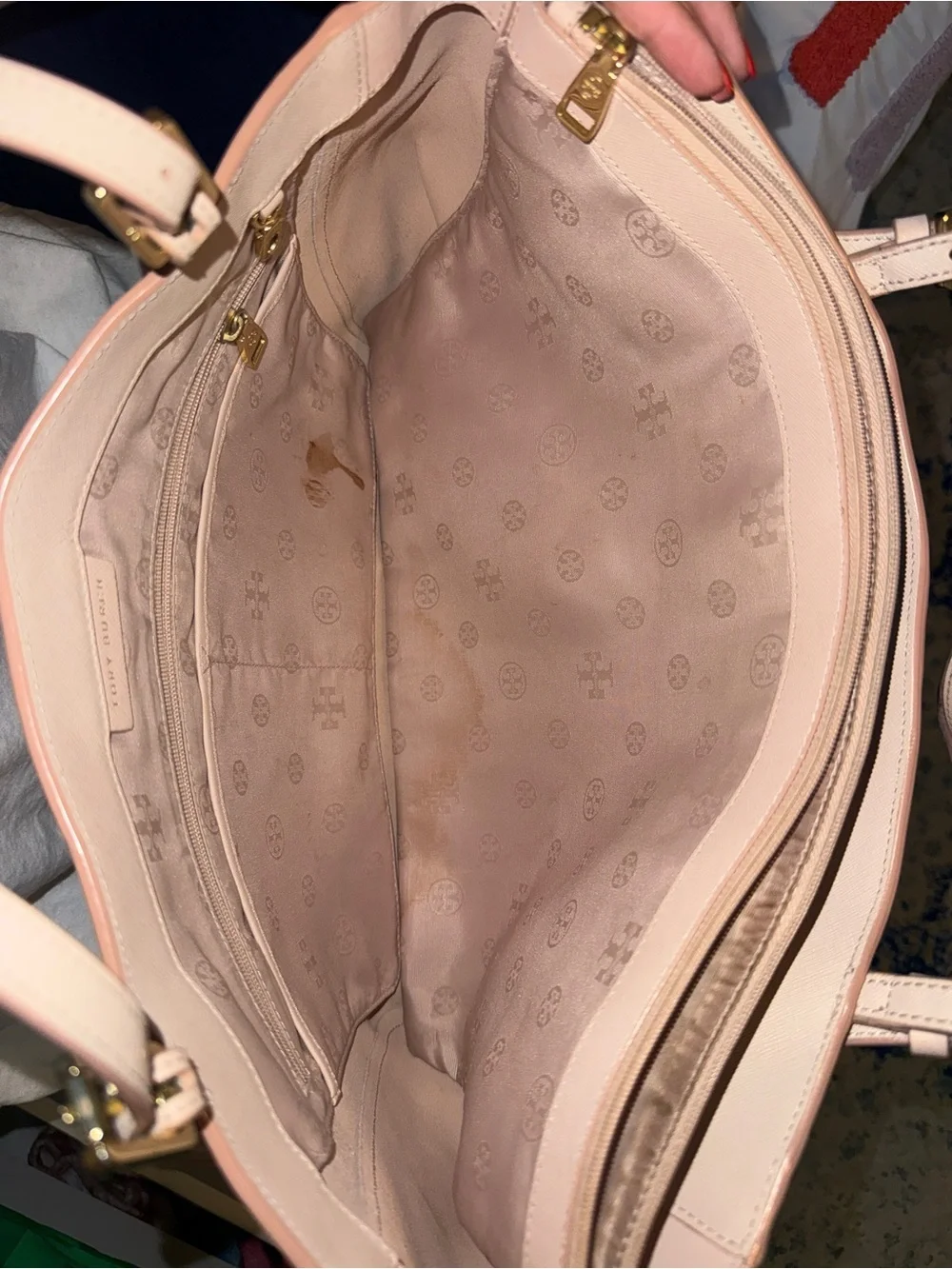 Tory Burch Blush Pink Leather Tote with Gold Hardware